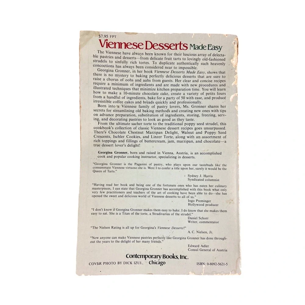 Viennese Desserts Made Easy 1983 Georgina Gronner Paperback Culinary Pastries